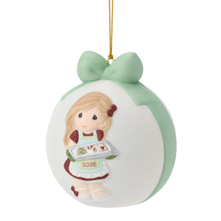 Precious Moments: Dated 2026 Girl With Cookie Tray Ball Ornament sparkle-castle