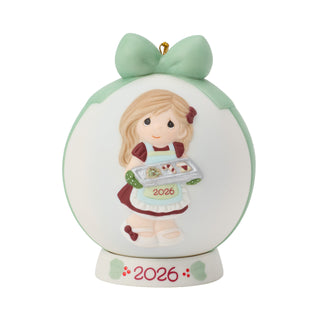 Precious Moments: Dated 2026 Girl With Cookie Tray Ball Ornament sparkle-castle