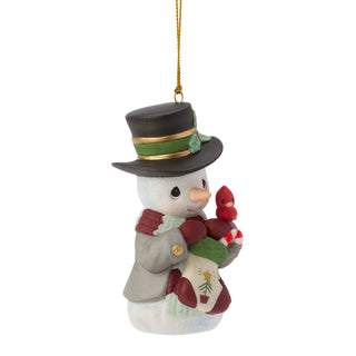 Precious Moments: 17th Annual Snowman With Tree Hanging Ornament sparkle-castle