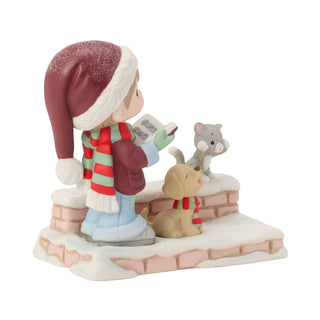 Precious Moments: Boy Caroling With Dog And Cat Figurine sparkle-castle