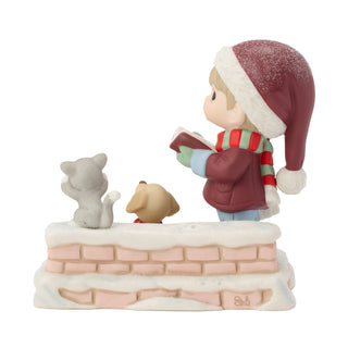 Precious Moments: Boy Caroling With Dog And Cat Figurine sparkle-castle