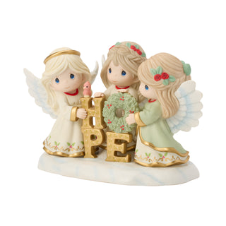 Precious Moments: Limited Edition Angels Holding Lit HOPE Sign Figurine sparkle-castle