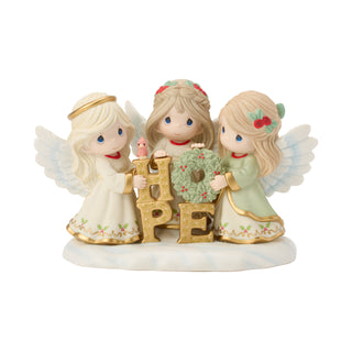 Precious Moments: Limited Edition Angels Holding Lit HOPE Sign Figurine sparkle-castle