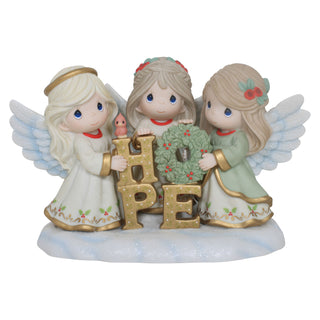 Precious Moments: Limited Edition Angels Holding Lit HOPE Sign Figurine sparkle-castle