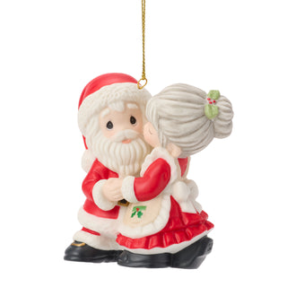 Precious Moments: Santa & Mrs. Claus Kissing Hanging Ornament sparkle-castle