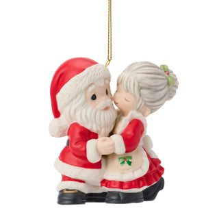 Precious Moments: Santa & Mrs. Claus Kissing Hanging Ornament sparkle-castle