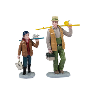 Lemax Vail Village Accessory: Fishin' Time, Set Of 2 sparkle-castle