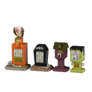 Lemax Spooky Town Halloween Village Accessory: Spookytown Gazette, Set of 4 sparkle-castle