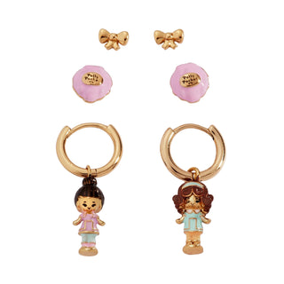 Polly Pocket™ Earring Set of 3: Gold sparkle-castle