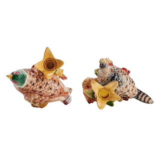 Fitz & Floyd Fall Hrvst Pheasant Candleholders Giftbox: Hand Painted / Earthenware / Harvest sparkle-castle