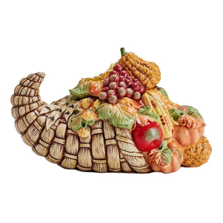 Fitz & Floyd Fall Harvset Cornucopia Cookie Jar Giftbox: Hand Painted / Earthenware / Harvest sparkle-castle