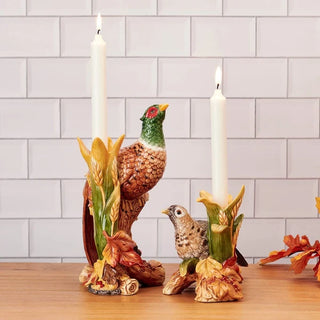 Fitz & Floyd Fall: Harvest Pheasant Candleholders, Set of 2 sparkle-castle