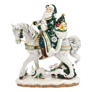 Fitz & Floyd Christmas: Frost Santa On Horse Figurine