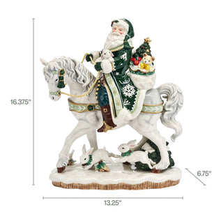 Fitz & Floyd Christmas: Frost Santa On Horse Figurine