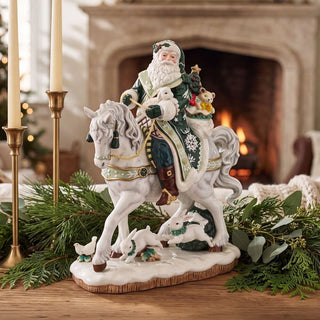 Fitz & Floyd Christmas: Frost Santa On Horse Figurine
