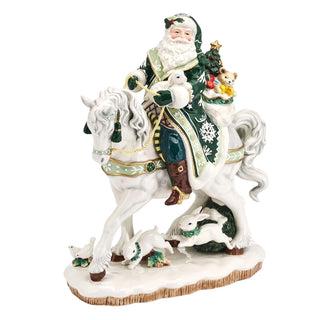 Fitz & Floyd Christmas: Frost Santa On Horse Figurine