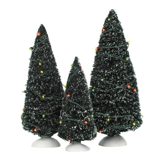 Department 56 Village Supply: Twinkling Lit Trees Green, Set of 3