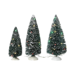 Department 56 Village Supply: Twinkling Lit Trees Green, Set of 3