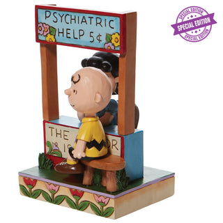 Jim Shore Peanuts: Lucy Psychiatric Booth with Charlie Brown Figurine - SPECIAL EDITION sparkle-castle