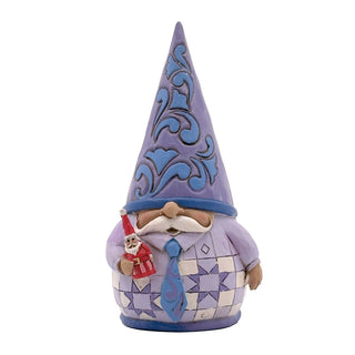 Jim Shore Heartwood Creek: Purple Gnome Holding Santa Figurine sparkle-castle