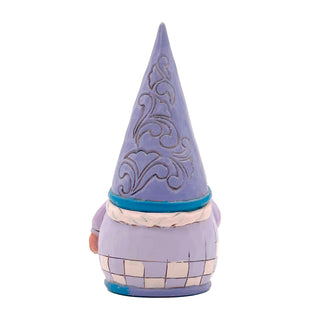 Jim Shore Heartwood Creek: Purple Gnome Holding Santa Figurine sparkle-castle