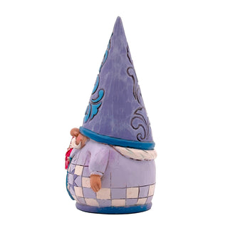 Jim Shore Heartwood Creek: Purple Gnome Holding Santa Figurine sparkle-castle
