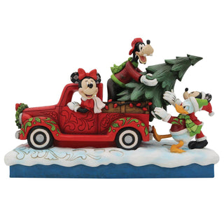 Jim Shore Disney Traditions: Fab 4 with Red Truck and Tree Figurine sparkle-castle