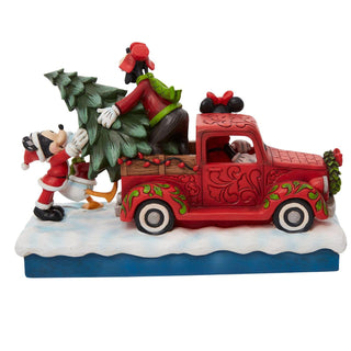 Jim Shore Disney Traditions: Fab 4 with Red Truck and Tree Figurine sparkle-castle