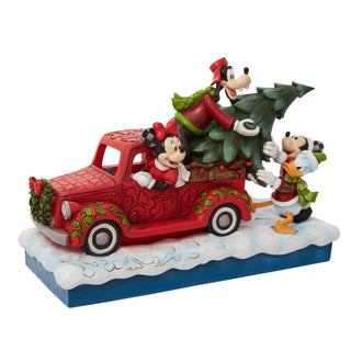 Jim Shore Disney Traditions: Fab 4 with Red Truck and Tree Figurine sparkle-castle
