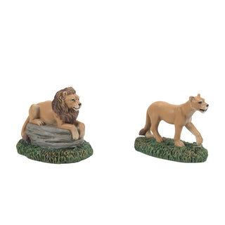 Department 56 Cross Product Village Accessory: Zoological Gardens Lions, Set of 2