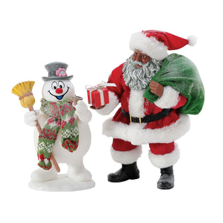 Department 56 Possible Dreams: Frosty's Special Gift African American Figurine, Set of 2 sparkle-castle