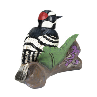 Jim Shore Heartwood Creek: Downy Woodpecker Figurine sparkle-castle
