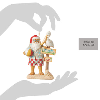 Jim Shore Heartwood Creek: Coastal Santa with Sign and Pelican Hanging Ornament sparkle-castle