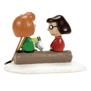 Department 56 Peanuts Village Accessory: Patty & Marcie Try On Skates sparkle-castle