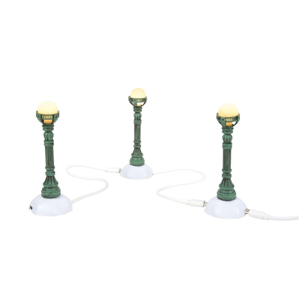 Department 56 Village Supply: Copper Lamp Post, Set of 3 – Sparkle Castle