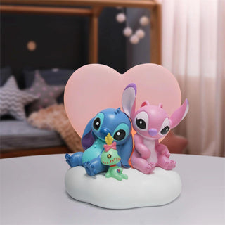 Disney Showcase: Stitch & Angel With Lit Heart Figurine sparkle-castle