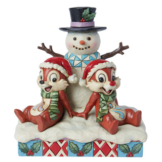 Jim Shore Disney Traditions: Chip & Dale With Snowman Figurine - SIGNED sparkle-castle