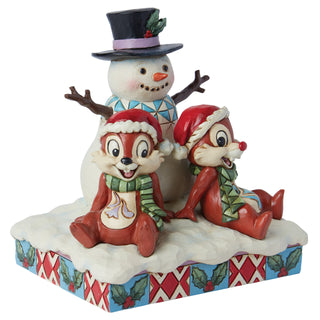 Jim Shore Disney Traditions: Chip & Dale With Snowman Figurine - SIGNED sparkle-castle