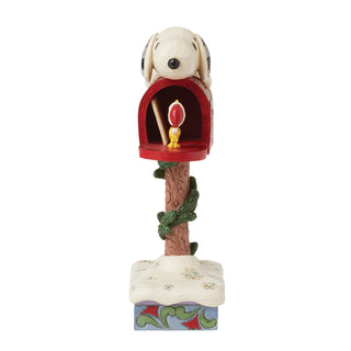 Jim Shore Peanuts: Woodstock & Snoopy On Mailbox Figurine sparkle-castle