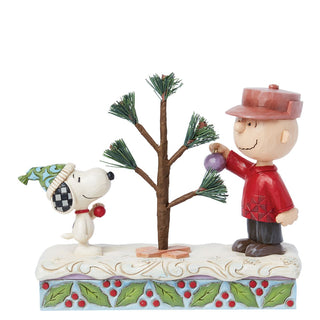 Jim Shore Peanuts: Charlie Brown & Snoopy With Christmas Tree Figurine sparkle-castle