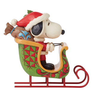 Jim Shore Peanuts: Snoopy & Woodstock In Sleigh Figurine - SIGNED sparkle-castle