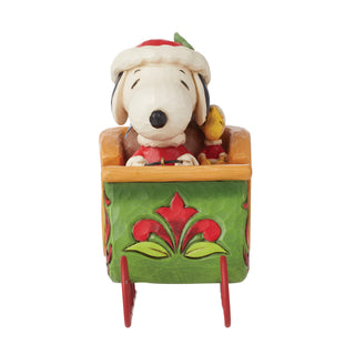 Jim Shore Peanuts: Snoopy & Woodstock In Sleigh Figurine - SIGNED sparkle-castle