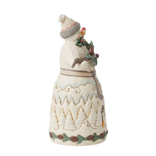 Jim Shore Heartwood Creek: White Woodland Snowman With Pine Garland Figurine - SIGNED sparkle-castle