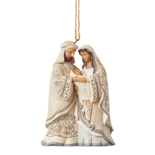 Jim Shore Heartwood Creek: White Woodland Holy Family Hanging Ornament sparkle-castle