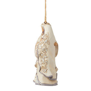 Jim Shore Heartwood Creek: White Woodland Holy Family Hanging Ornament sparkle-castle