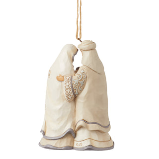 Jim Shore Heartwood Creek: White Woodland Holy Family Hanging Ornament sparkle-castle