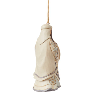 Jim Shore Heartwood Creek: White Woodland Holy Family Hanging Ornament sparkle-castle