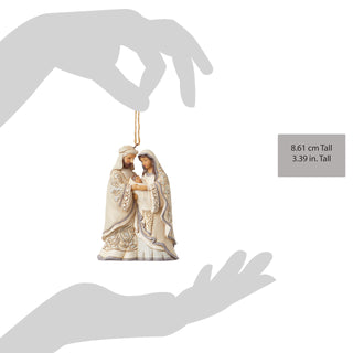Jim Shore Heartwood Creek: White Woodland Holy Family Hanging Ornament sparkle-castle