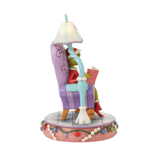 Jim Shore The Grinch: Grinch In Large Chair With Light-Up Lamp Figurine sparkle-castle