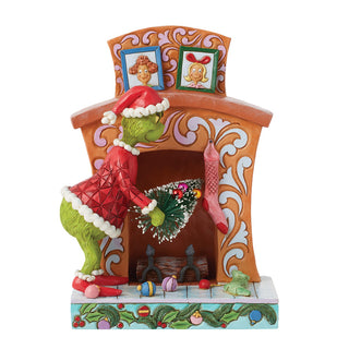 Jim Shore The Grinch: Grinch Stuffing Christmas Tree Up Fireplace Figurine sparkle-castle